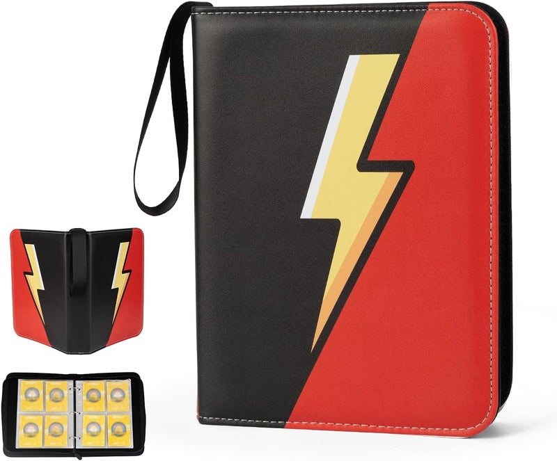 KKTROVE Trading Card Binder Album, 400 Pockets, 50 Removable 4-Pocket Pages, Waterproof (Black & Red) - Image 1